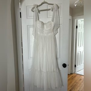 BALTIC BORN Mavani Swiss Dot Tulle Maxi Dress in White